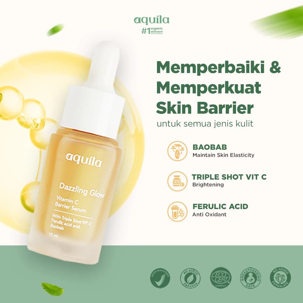 Dazzling Glow Vitamin C Barrier Serum - Serum Anti Aging yang Mencerahkan Wajah & Menyamarkan Bekas Jerawat