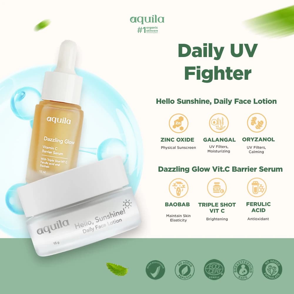 UV Fighter Bundling - Paket Pelembab, Pencerah, dan UV Protection untuk Kulit